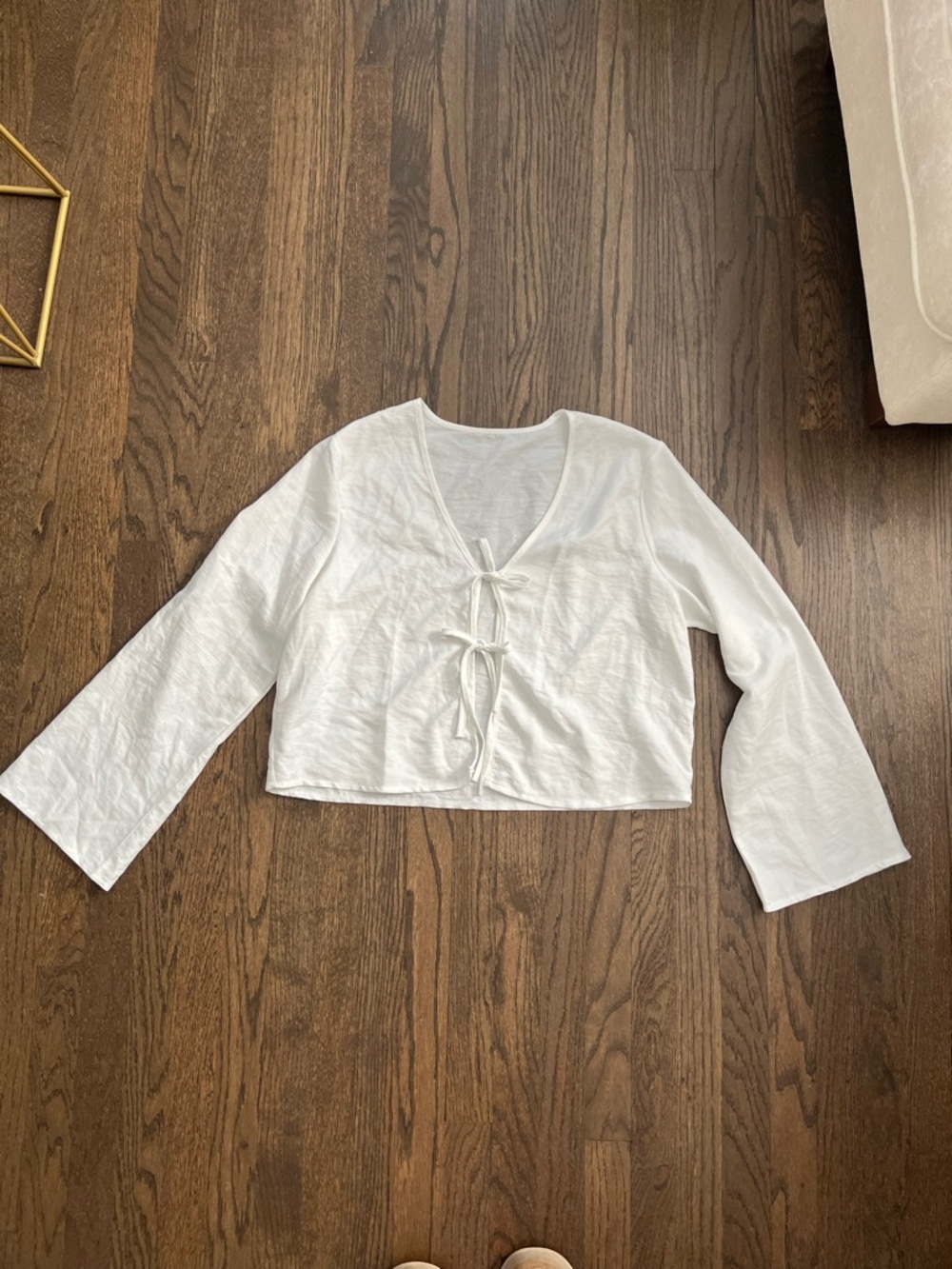 White Tie-Front Cropped Women's Top